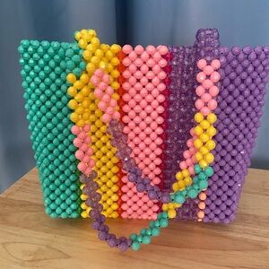 Susan Alexandra The Parfait Bag, beaded purse, multicolored pastels.
